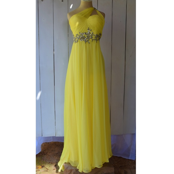 Yellow Sherri Hill Formal Dress with Train - Picture 5 of 8